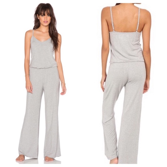 Pants - Splendid Gray Elastic Waist Jumpsuit